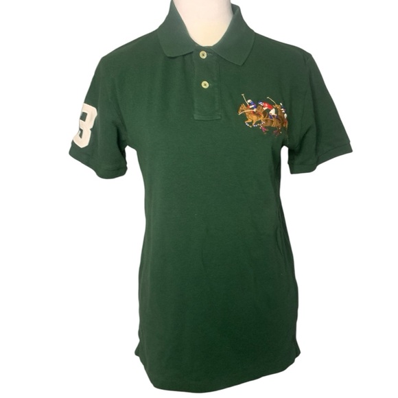 Polo Ralph Lauren Green Triple Polo Pony Embroidered Youth 16/18 Polo Shirt - Picture 1 of 12